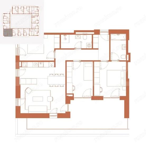 Apartament cu 4 camere semidecomandat în Central