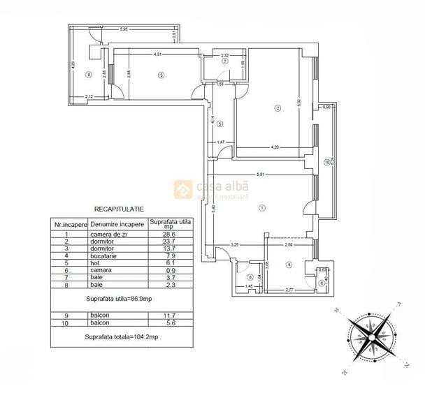 Apartament cu 3 camere în Piața Unirii