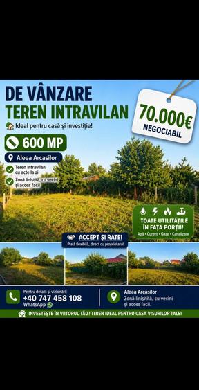 Teren de 600 mp, în Exterior Vest