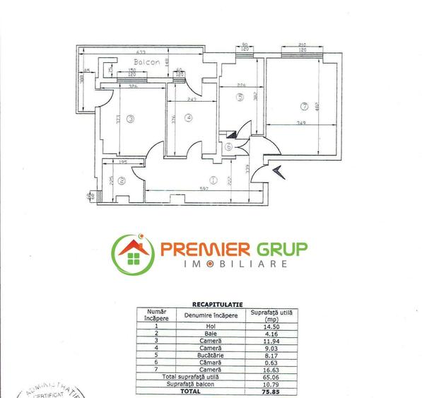 Apartament cu 3 camere decomandat în Dacia