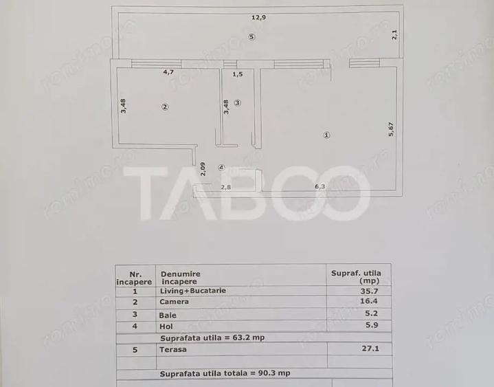 Apartament cu 2 camere decomandat în Făgăraș