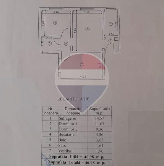 Apartament cu 3 camere semidecomandat în Rahova