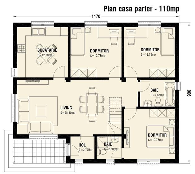 Casă cu 4 camere în Central