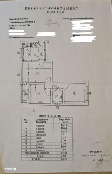 Apartament cu 3 camere semidecomandat în Giulești