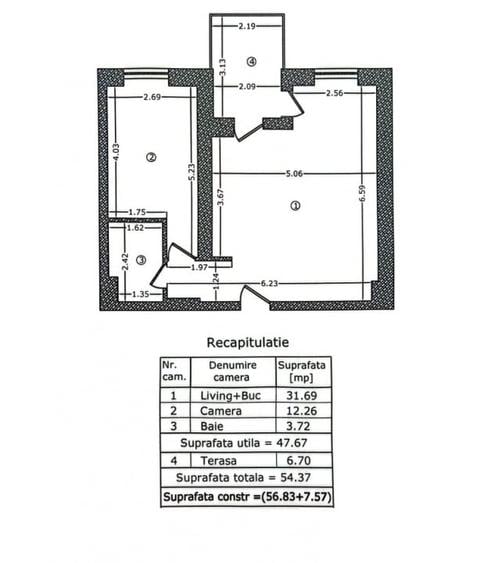 Apartament cu 2 camere, mobilat în P-ta Presei Libere