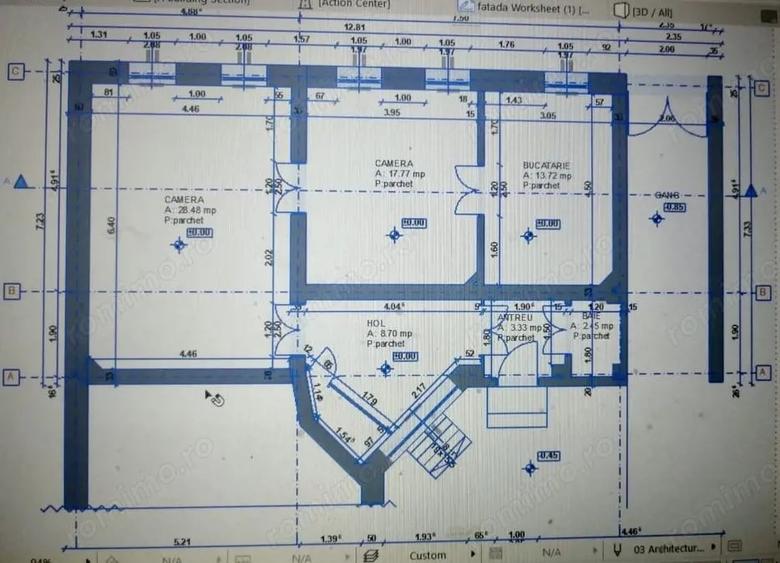 Apartament cu 3 camere semidecomandat în Ultracentral