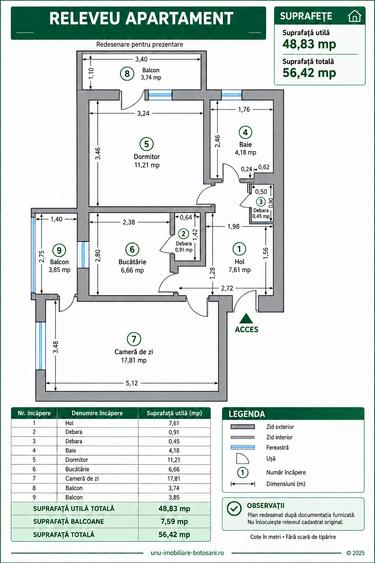 Apartament cu 2 camere în Sud-Est