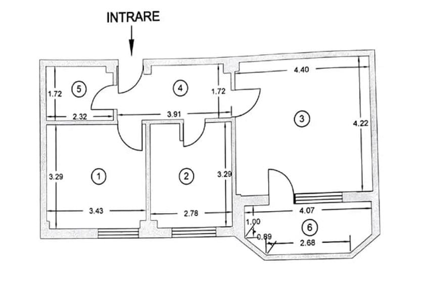 Apartament cu 2 camere decomandat în Central