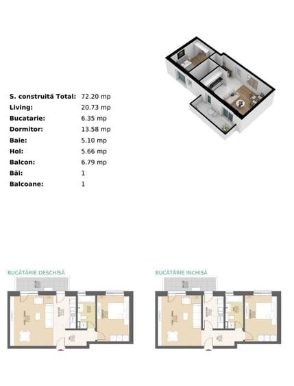 Apartament cu 2 camere decomandat în Satu Nou