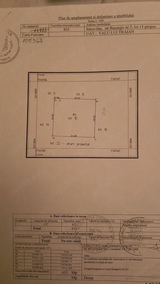 Teren de 432 mp, în Valu lui Traian