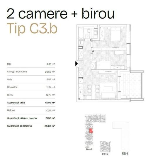 Apartament cu 3 camere în Ghencea