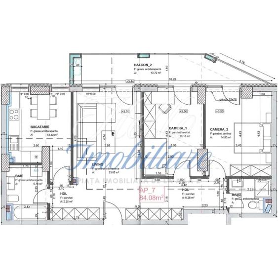 Apartament 3 CAM, SU 84.08 MP, 1 BALCON in zona Marasti - 1