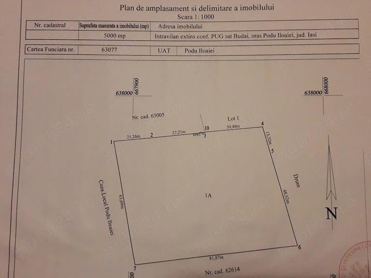 Teren de 5000 mp, în Budăi