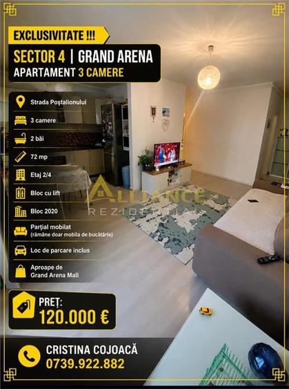 Apartament cu 3 camere decomandat, mobilat în Berceni