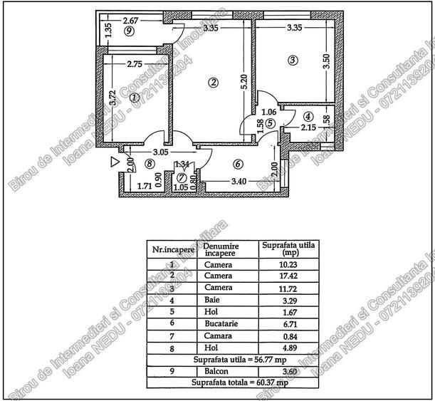 Apartament cu 3 camere decomandat în Far
