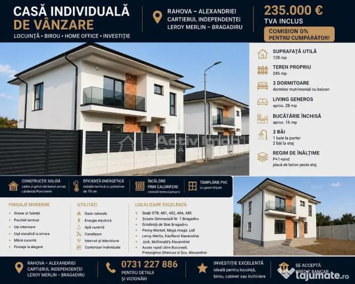 Casă cu 4 camere cu Teren 245 Mp în Rahova