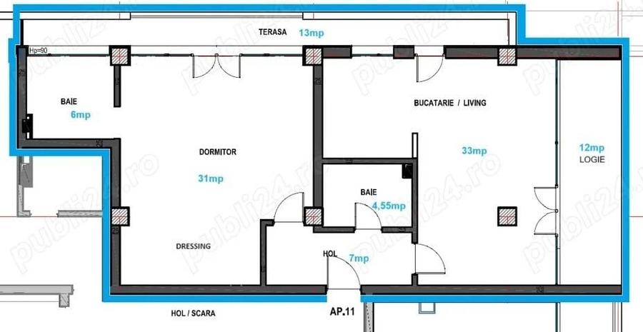 Apartament cu 2 camere în Plopilor
