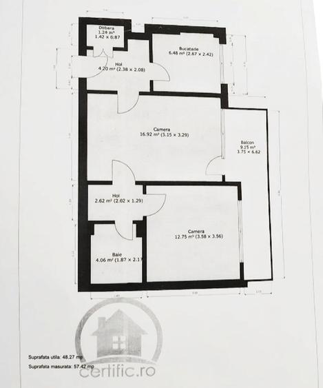 Apartament cu 2 camere semidecomandat în P-ța Victoriei