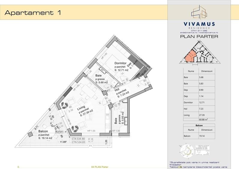 Apartament cu 2 camere în 13 Decembrie