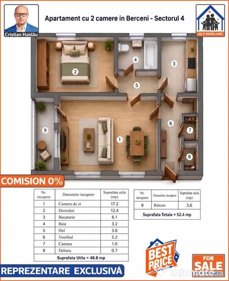 Apartament 2 camere | Berceni - Sector 4 | Comision 0 - 2