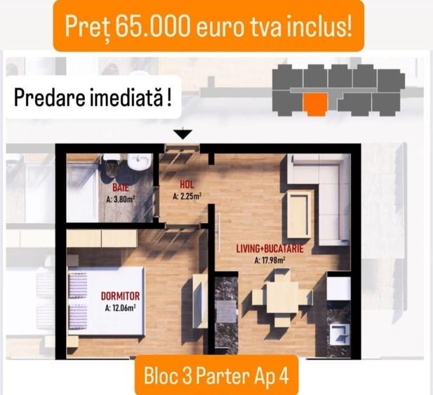 Apartament cu 2 camere semidecomandat în Dobroești