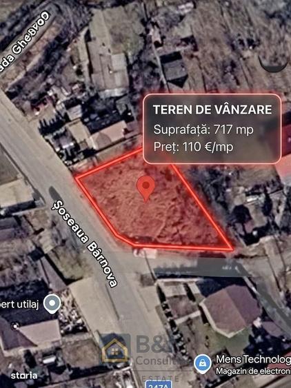 Teren Intravilan Iasi - Sos. Barnova | 717 mp pe colt | Deschidere dub - 1