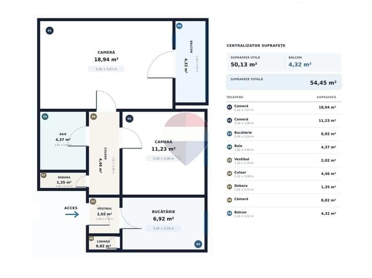 Apartament cu 2 camere decomandat, mobilat în Titulescu