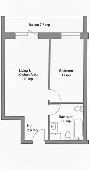 Apartament cu 2 camere nedecomandat în Florești