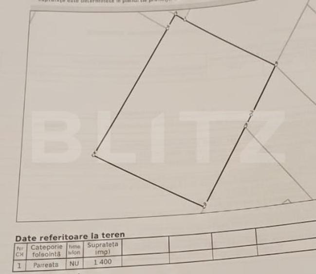 Teren Construcții extravilan de 1400 mp, în Centura
