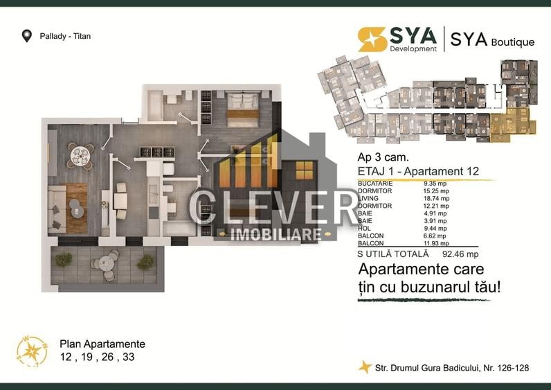 Apartament cu 3 camere în Theodor Pallady