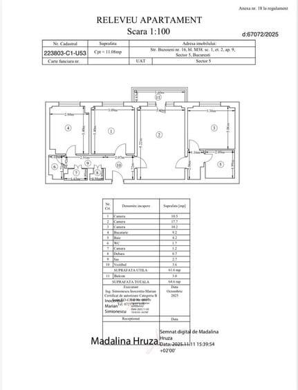 Apartament cu 3 camere semidecomandat în Rahova