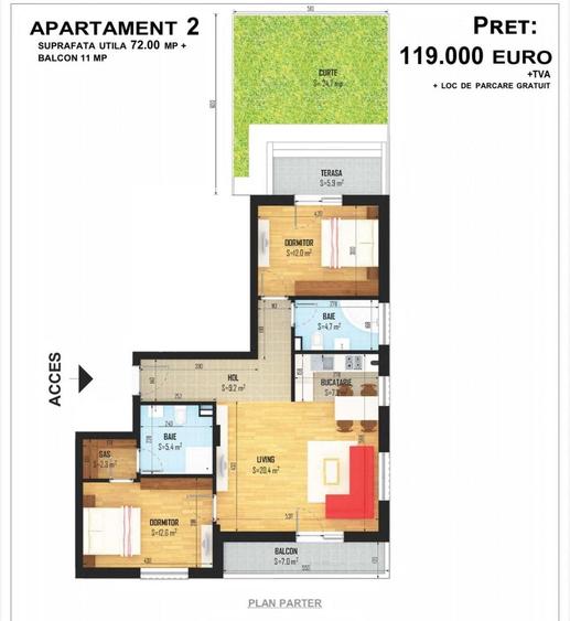 Apartament cu 3 camere în Central