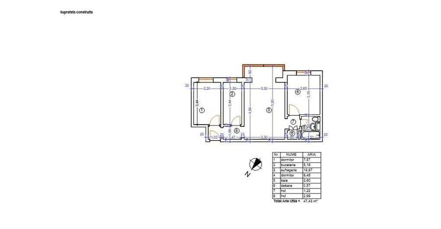 Apartament cu 3 camere semidecomandat în Kogălniceanu