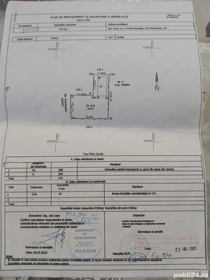 Casă cu 2 camere cu Teren 318 Mp în Central