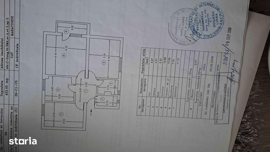 Apartament cu 3 camere în Mărăcineni