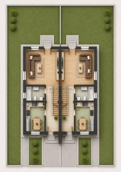 Duplex cu 4 camere cu Canalizare în Central