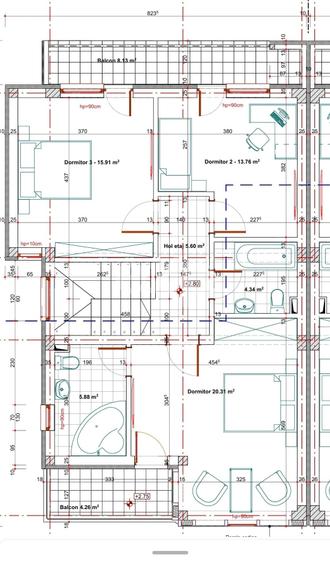Duplex cu 4 camere cu Canalizare în 1 Decembrie