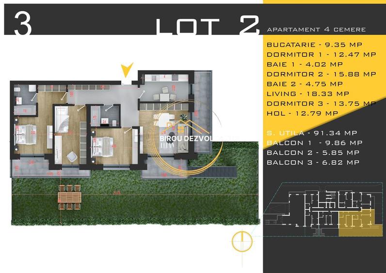 Apartament cu 4 camere decomandat în Titan