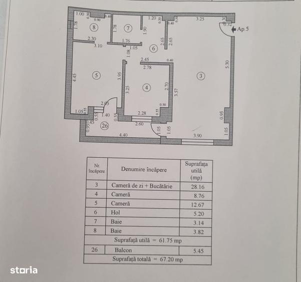 Apartament cu 3 camere în Central