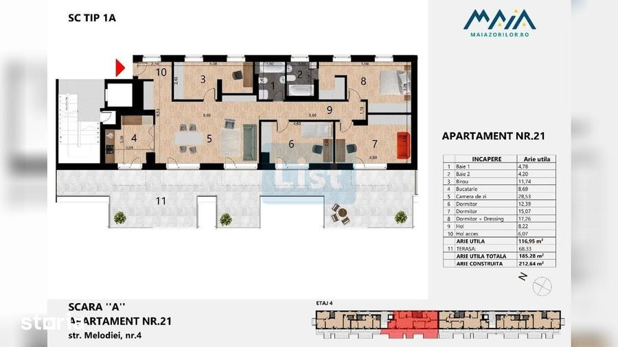 Vanzare(cesionare) apartament cu 5 camere cu 2 parcari Maia Zorilor - 5