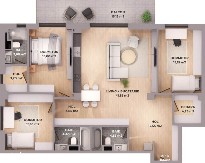 Apartament cu 4 camere în Băneasa