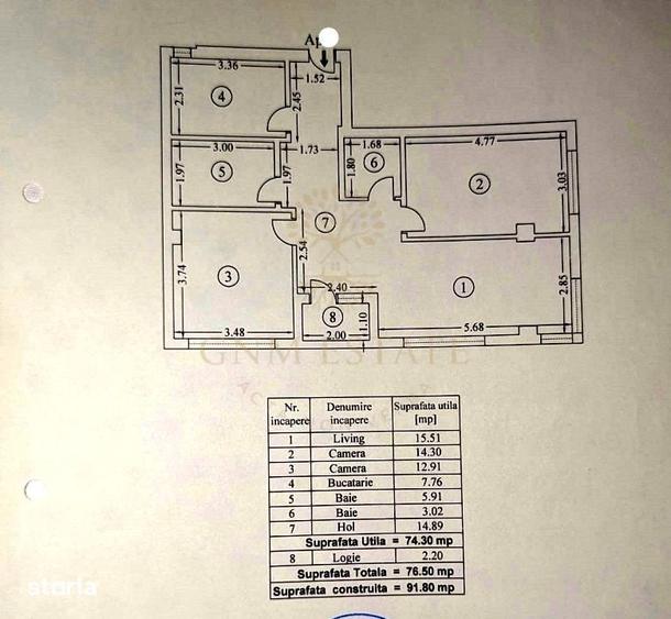 Apartament cu 3 camere decomandat în Grivița