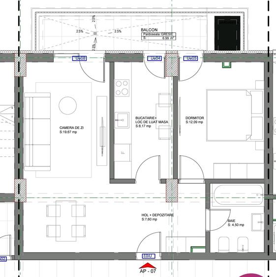 Apartament cu 2 camere decomandat în Kamsas