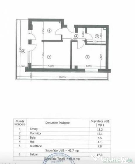Apartament cu 2 camere decomandat în Central