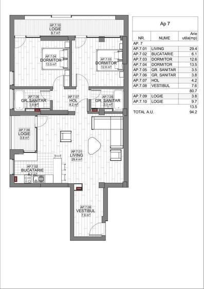 Apartament cu 2 camere semidecomandat în Eminescu