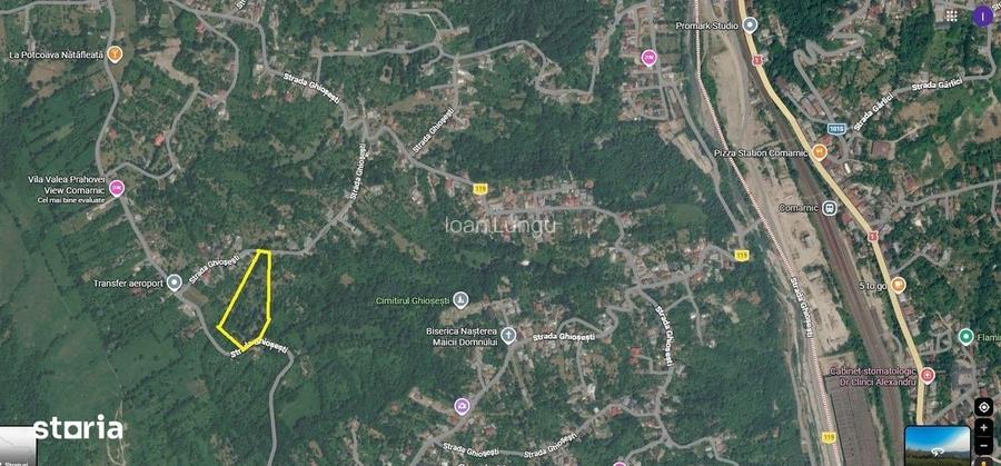 Comarnic Zona de vest 10381 mp intravilan cu gard la Dr Asfaltat