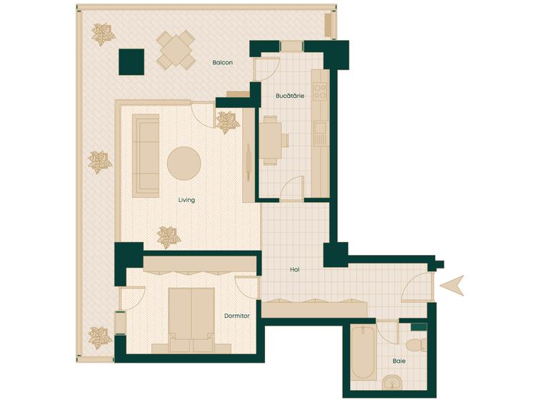 Apartament cu 2 camere decomandat în Podu Roș — fotografia 2