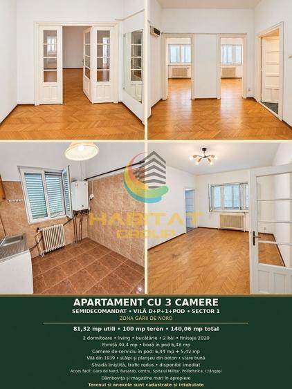 Apartament cu 3 camere semidecomandat în Gara de Nord