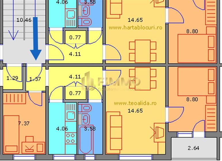 Apartament cu 3 camere semidecomandat în George Enescu