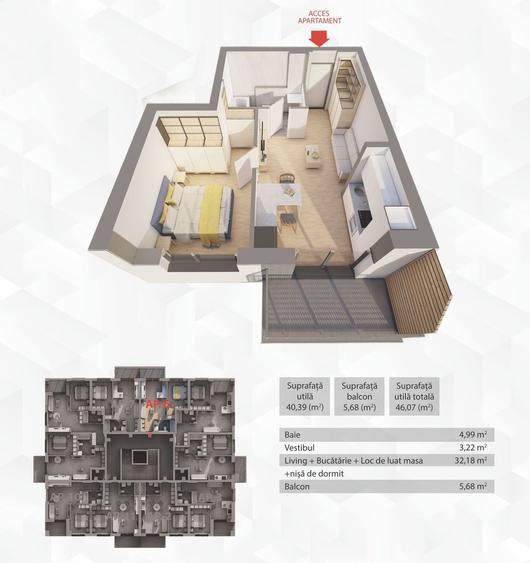 Apartament cu 2 camere decomandat în P-ța Gării